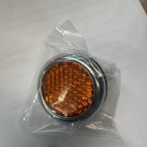 REFLECTOR - AMBER w/CHROME -TOP EMBOSSING "LUCAS ENGLAND" ON BOTTOM w/SCREWS etc