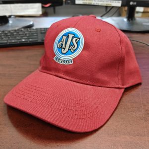 ACCESSORY - BASEBALL CAP - AJS - BURGUNDY w/BLUE AND SILVER EMBROIDERY