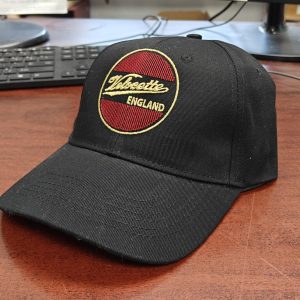 BASEBALL CAP - VELOCETTE - BLACK w/LOGO IN GOLD AND RUBY